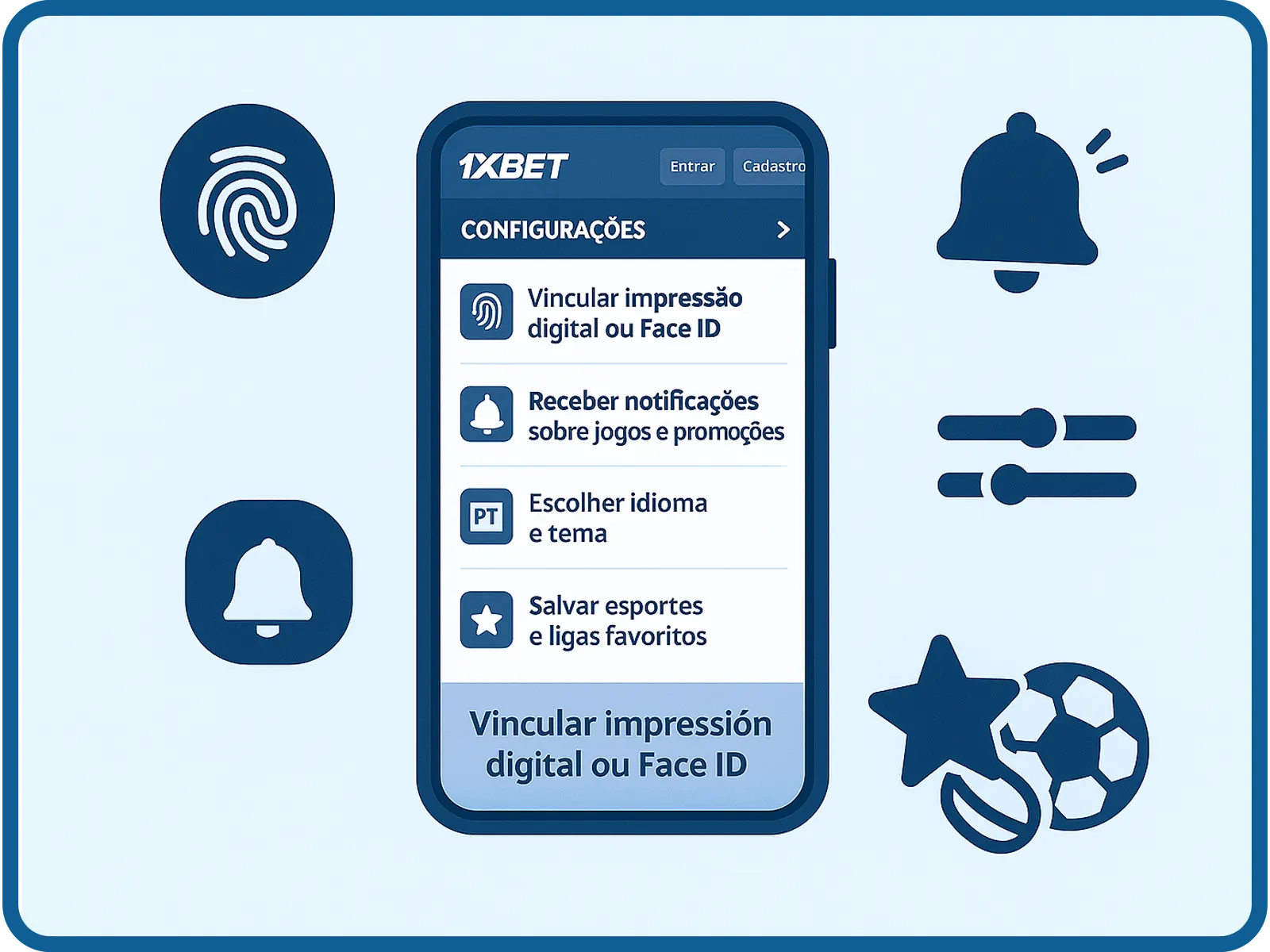 Personalize o aplicativo 1xbet ao seu gosto